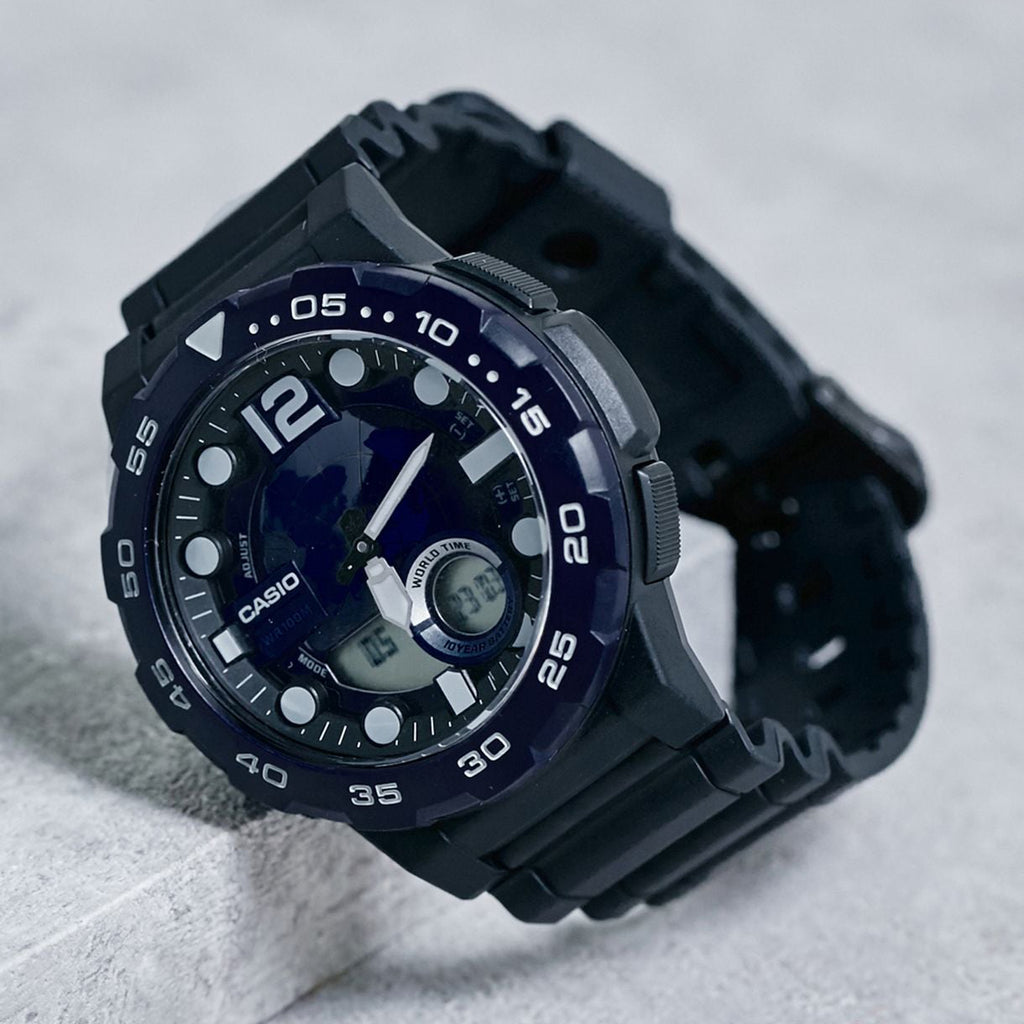 CASIO AEQ-100W-2AVDF ADVENTURE TIME - SPORTY MEN'S WATCH WITH BLACK RESIN BAND AND VIBRANT BLUE DIAL-i-Watch-4
