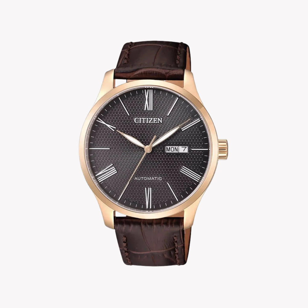 Citizen Nh8353-00h - Elegant Timekeeper For The Modern Man With Brown Leather & Automatic Precision by i-watch