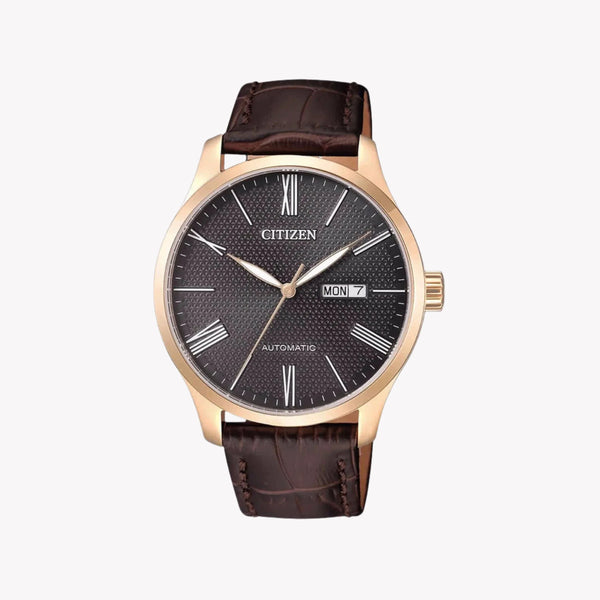 Citizen Nh8353-00h - Elegant Timekeeper For The Modern Man With Brown Leather & Automatic Precision by i-watch