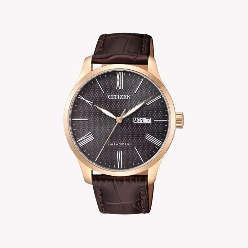 Citizen Nh8353-00h - Elegant Timekeeper For The Modern Man With Brown Leather & Automatic Precision by i-watch