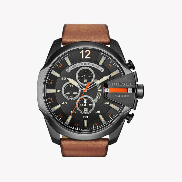 Diesel Men's Black Stainless Steel, Brown Leather | Dz4343 by i-watch