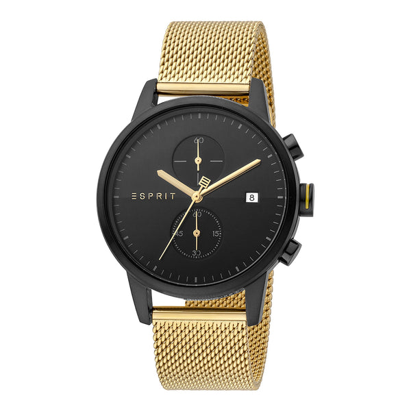 Esprit Men's Elegance - Gold Stainless Steel Band With Black Dial - Timeless Style by i-watch