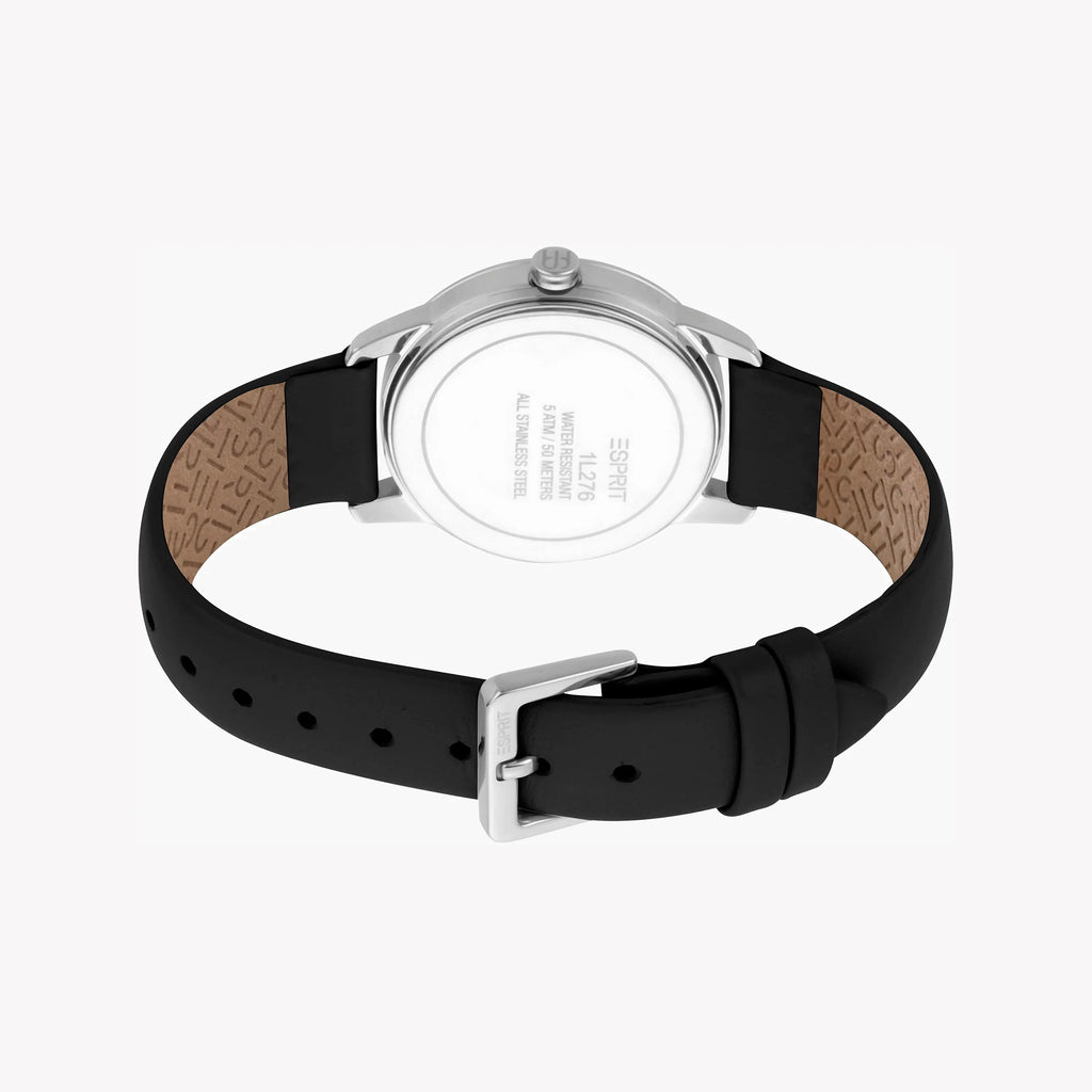 ESPRIT Women's Watch with Silver Stainless Steel Case and Black Leather Band-i-Watch-3