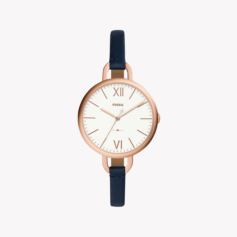 Fossil Women's Rose Gold Watch, Blue Leather Band | Es4355 by i-watch