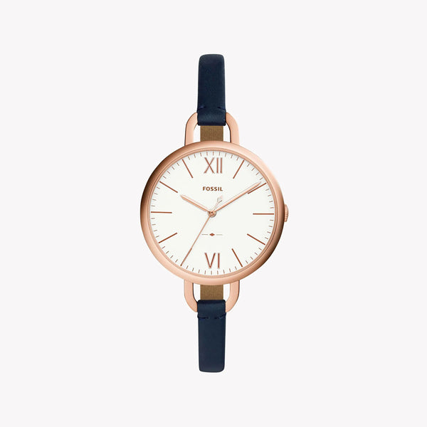 Fossil Women's Rose Gold Watch, Blue Leather Band | Es4355 by i-watch