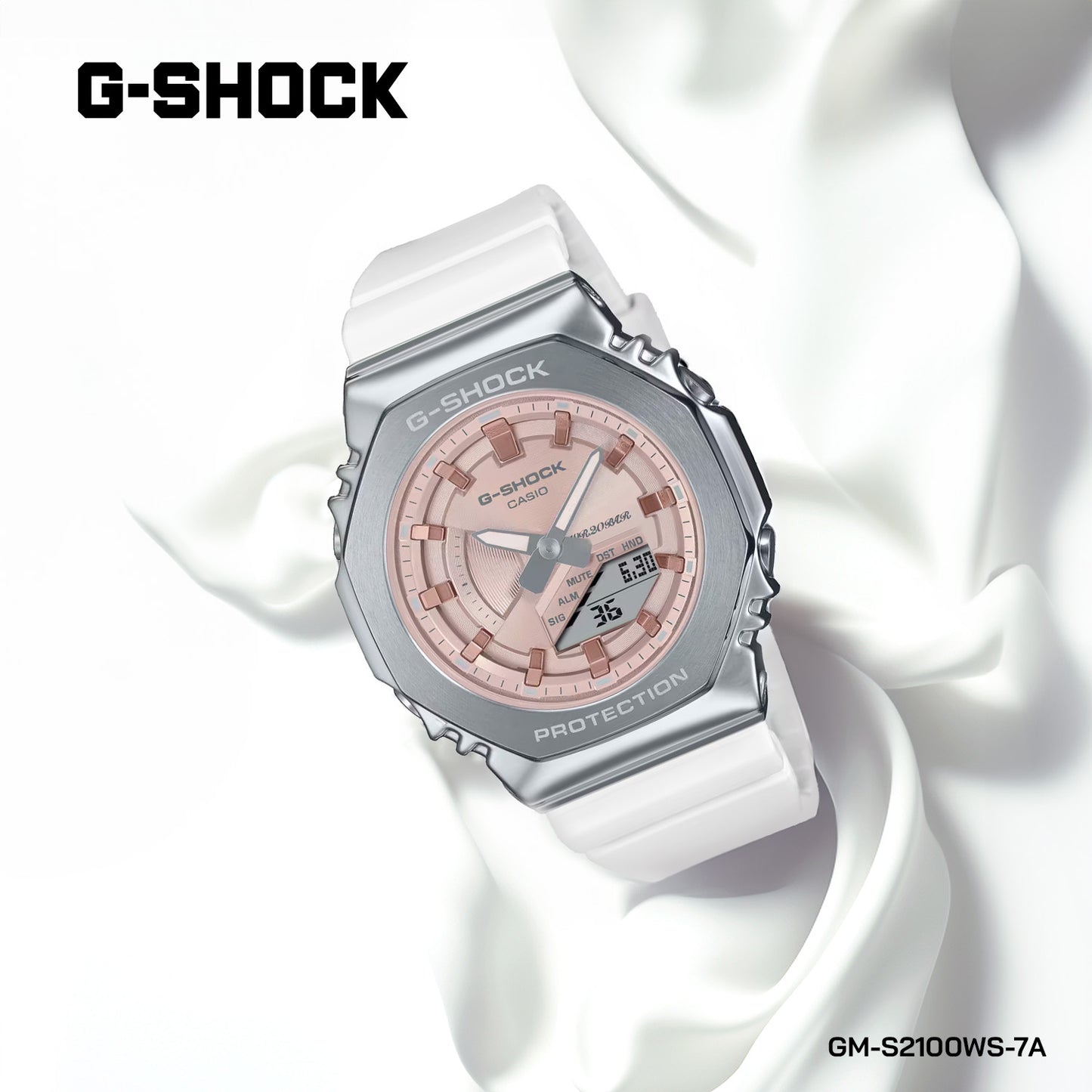 CASIO G-SHOCK GM-S2100WS-7A OAK METAL COVERED COMPACT - PRECIOUS HEART SERIE Women's Watch