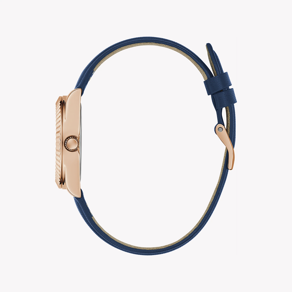 Guess Women's Rose Gold Watch, Blue Leather Band | Gw0761l2 by i-watch