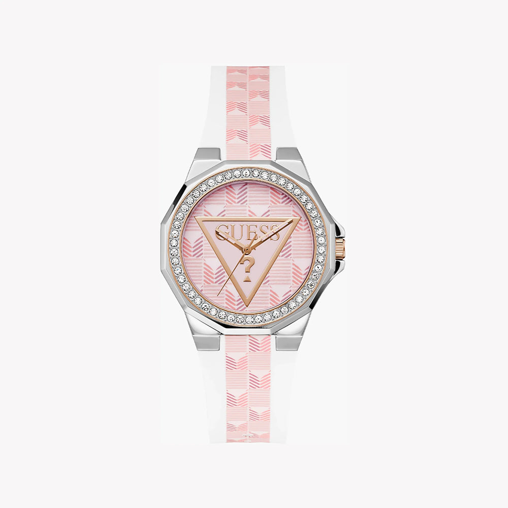 Guess Women's Pink Silicone Watch, Silver Case | Gw0834l2 by i-watch