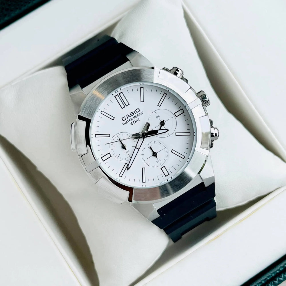 Casio Mtp-E500-7avdf Adventure Elite - Men's Elegant Sport Watch With Stainless Steel Case And White Dial by i-watch