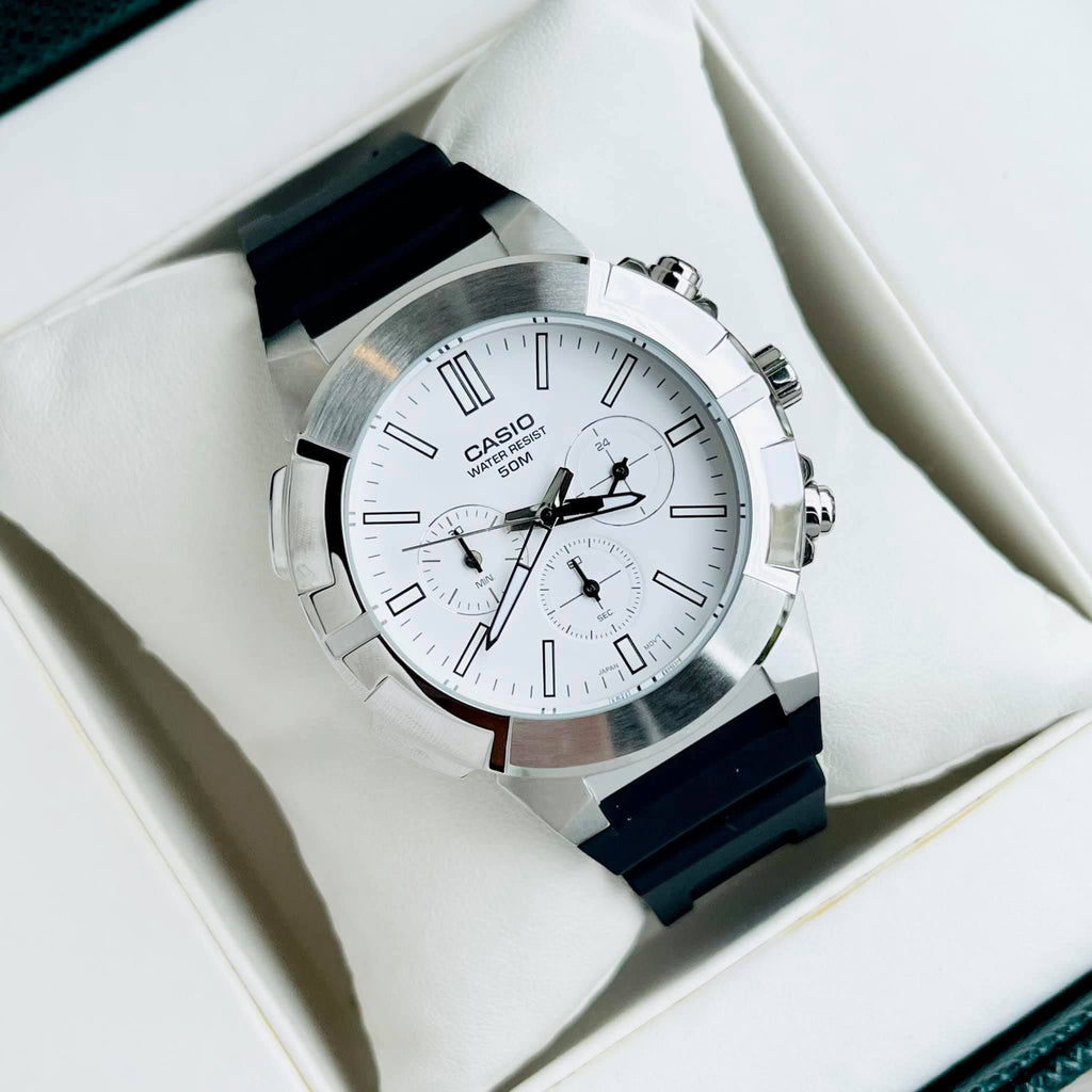 CASIO MTP-E500-7AVDF ADVENTURE ELITE - MEN'S ELEGANT SPORT WATCH with Stainless Steel Case and White Dial-i-Watch-5