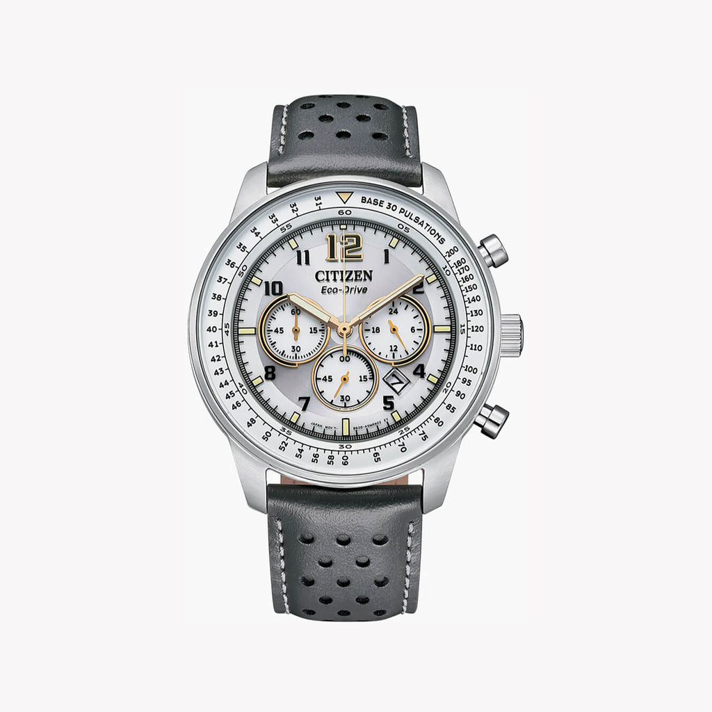 CITIZEN CA4500-24H MEN'S TIMEPIECE - ELEGANT CHRONOGRAPH WITH LEATHER BAND & 5 ATM WATER RESISTANCE
