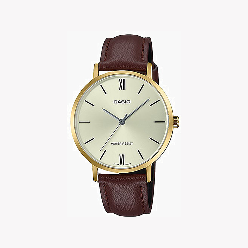 CASIO LTP-VT01GL-9BUDF ELEGANT TIMEPIECE - VERSATILE GOLD-ACCENTED WOMEN'S WATCH