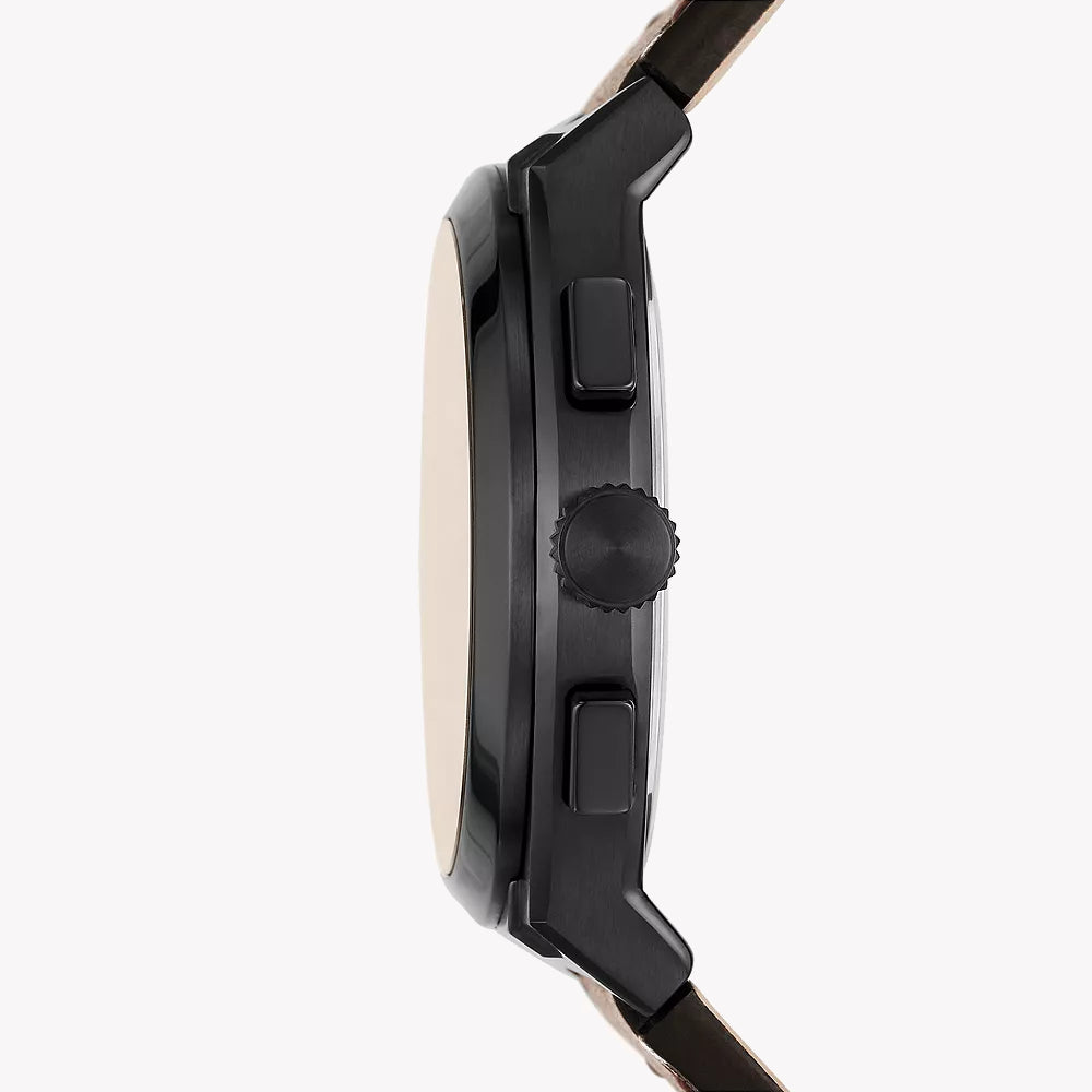 FOSSIL FS5798 TIMELESS ELEGANCE - MEN'S STAINLESS STEEL WATCH WITH BLACK DIAL & LEATHER BAND-i-Watch-2