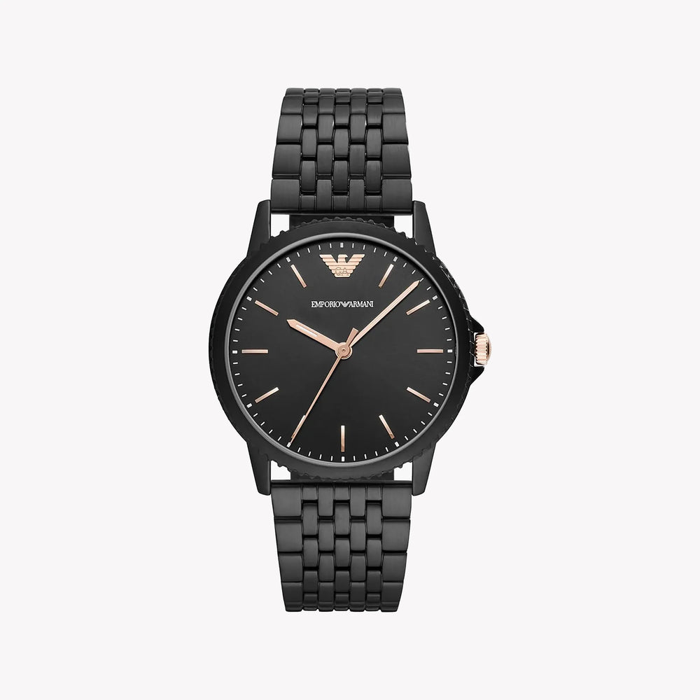 Emporio Armani Men's Black Stainless Steel Watch, Black Dial | Ar80021 by i-watch