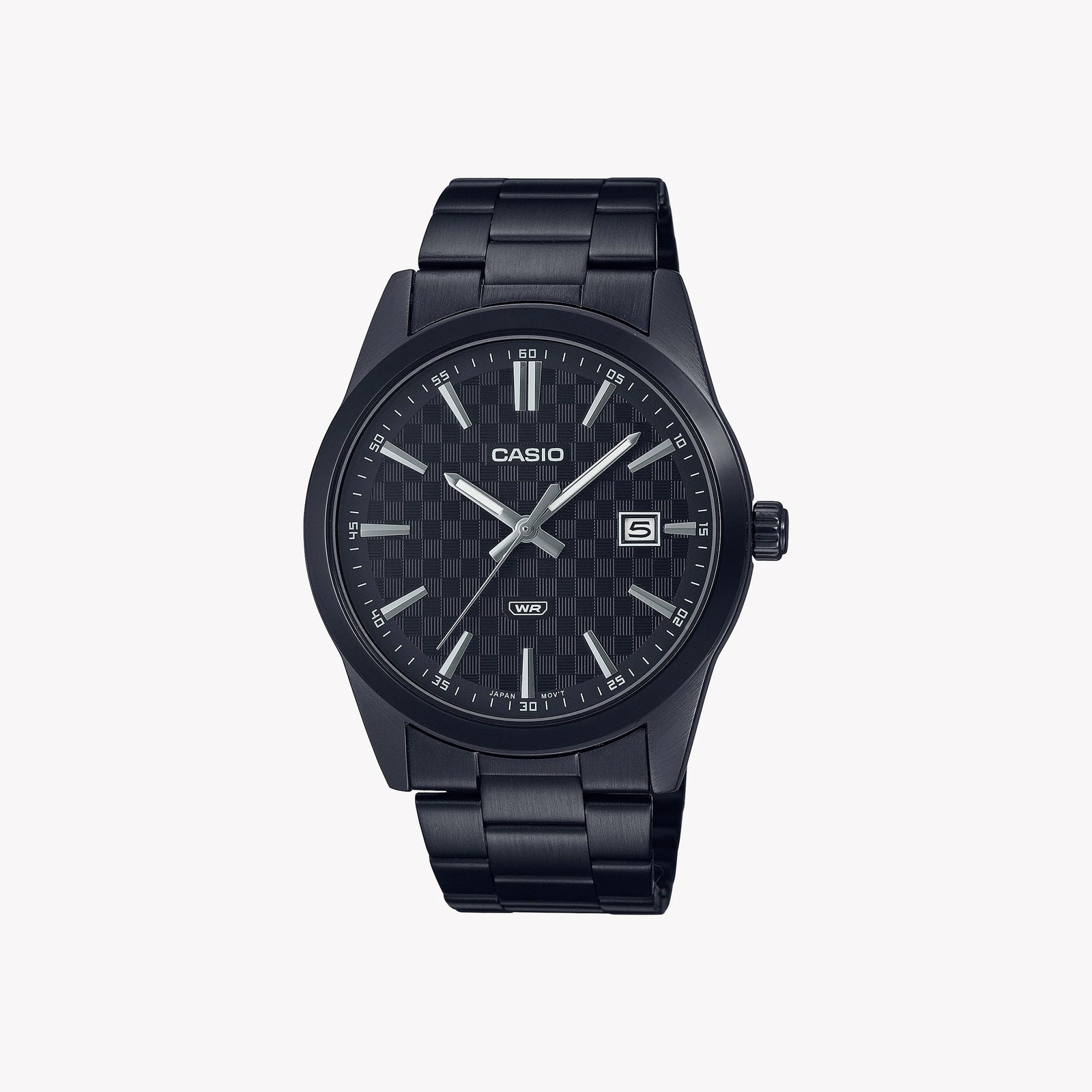 Casio Men's Black Stainless Steel Watch, Carbon Dial | Mtp-Vd03b-1a by i-watch