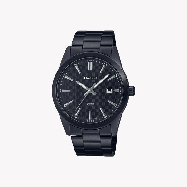 Casio Men's Black Stainless Steel Watch, Carbon Dial | Mtp-Vd03b-1a by i-watch