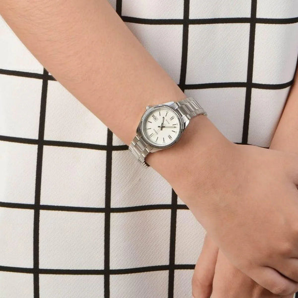 Timeless Elegance Women's Silver Watch, White Dial | Ltp-1302d-7a1vdf by i-watch
