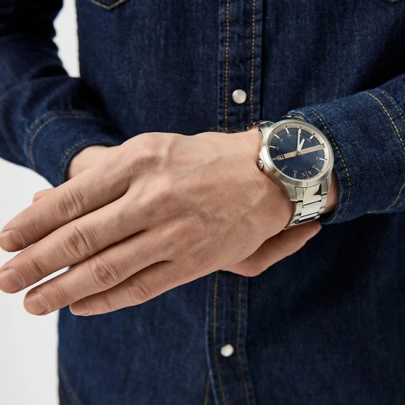 Armani Exchange Men's Silver Watch, Blue Dial | Ax2451 by i-watch