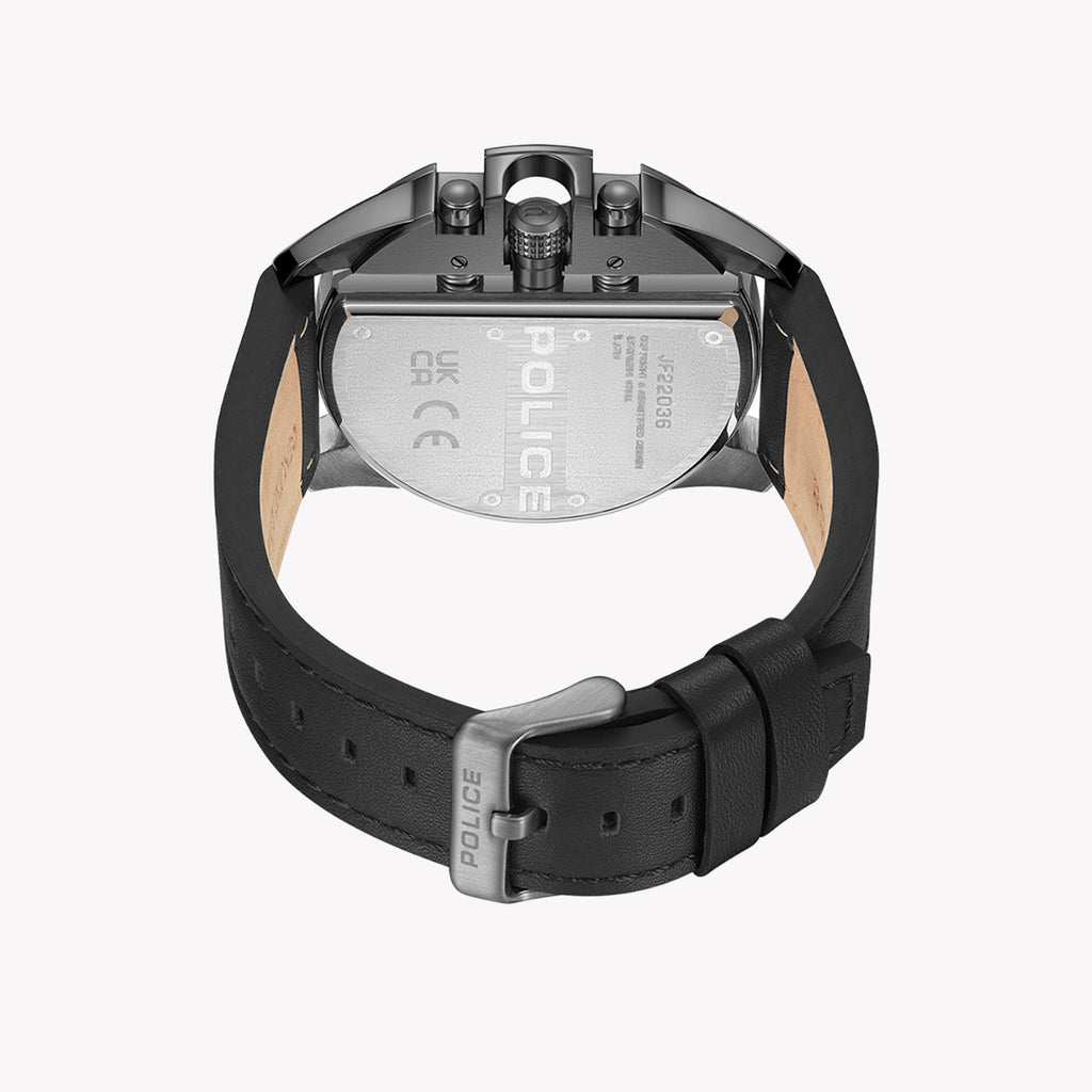 POLICE PEWJF2203601 - MODERN GENTLEMAN'S TIMEPIECE: ELEGANT GREY STAINLESS STEEL & BLACK LEATHER-i-Watch-3