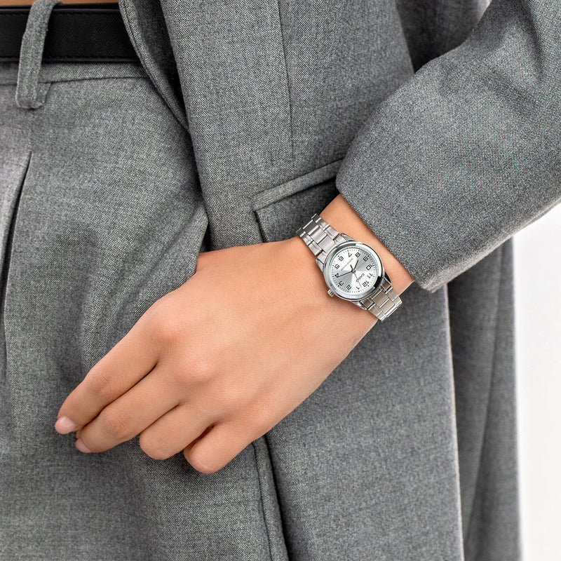 Casio Women's Silver Stainless Steel Watch, Silver Dial | Ltp-V001d-7b by i-watch