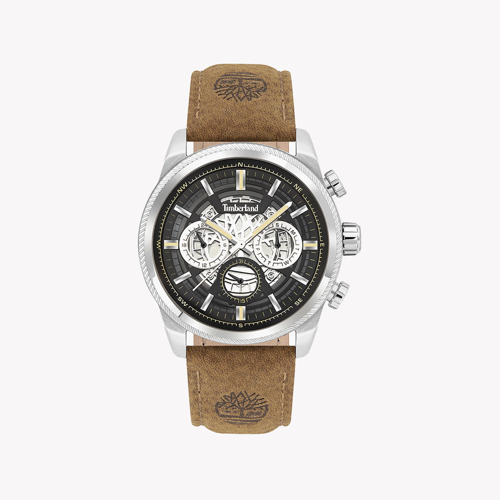 Timberland Men's Brown Leather Watch, Silver Case | Tdwgf2200704 by i-watch