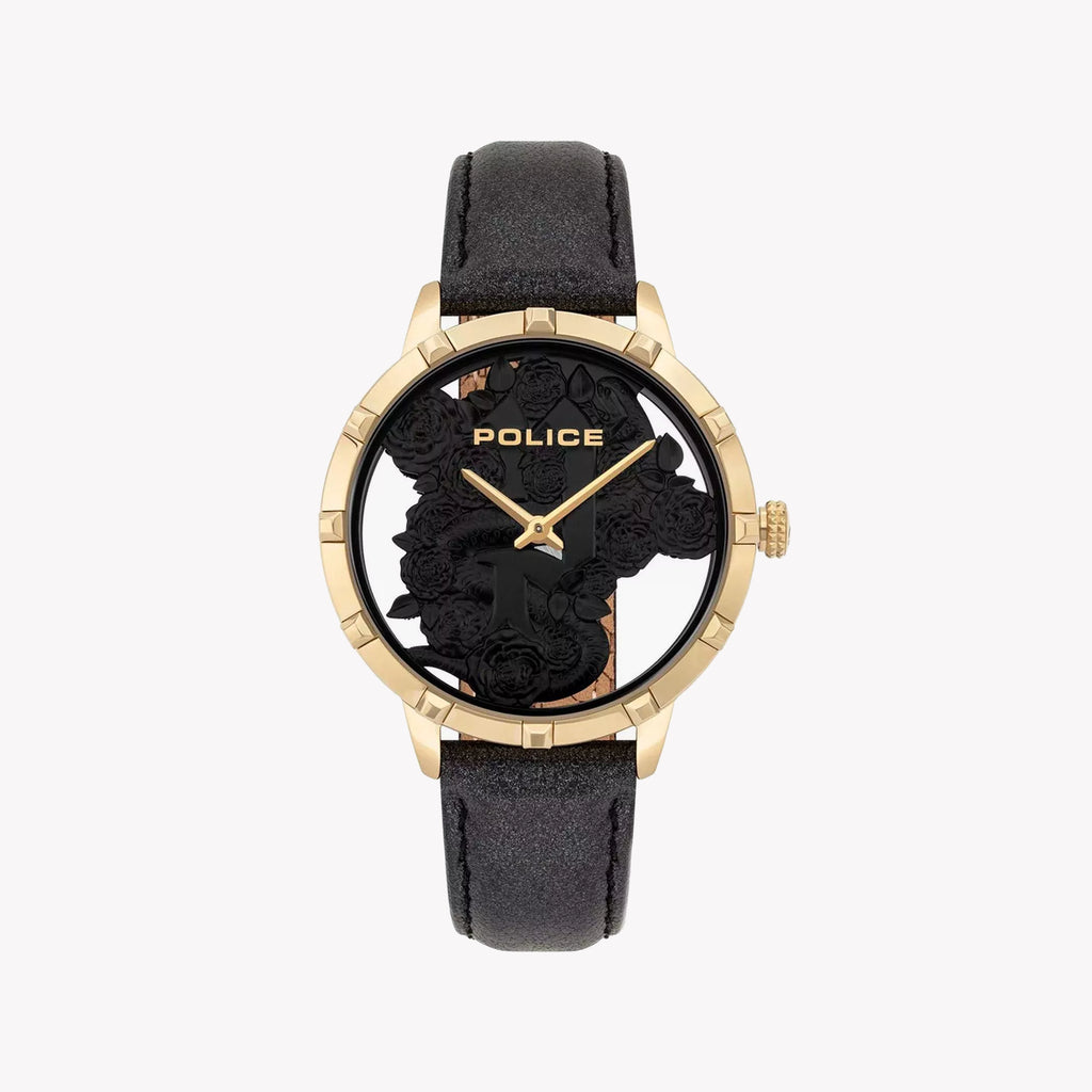 POLICE PL-16041MSG_02 ELEGANT TIMEPIECE - SOPHISTICATED GOLD & BLACK LEATHER WOMEN'S WATCH