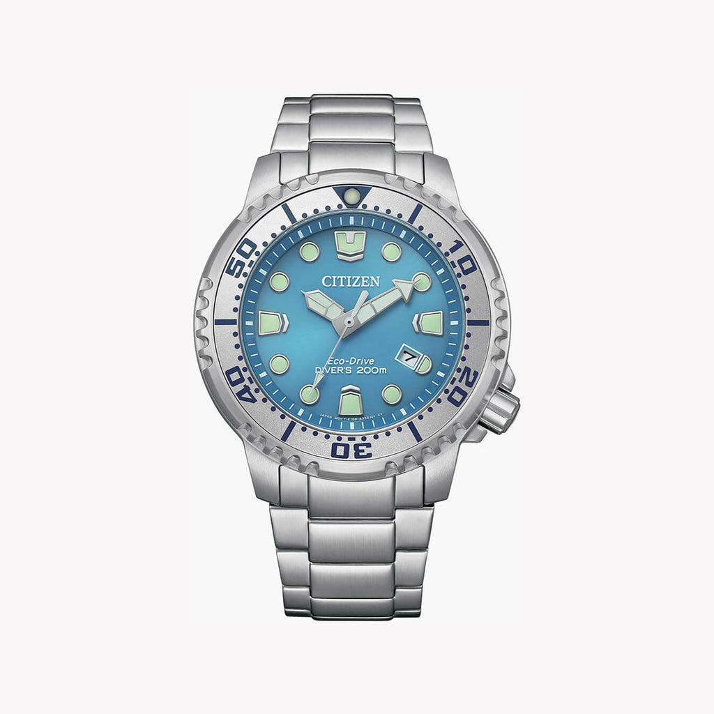 CITIZEN BN0165-55L RUGGED ELEGANCE - MEN'S DIVER WATCH WITH LIGHT BLUE DIAL & STAINLESS STEEL BAND