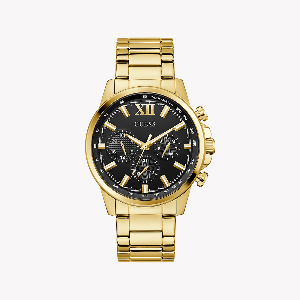 Guess Men's Gold Watch, Black Dial | Gw0900g3 by i-watch