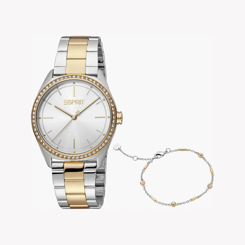 Esprit Women's Silver & Gold Stainless Steel Watch, Silver Dial | Es1l050m0075 by i-watch