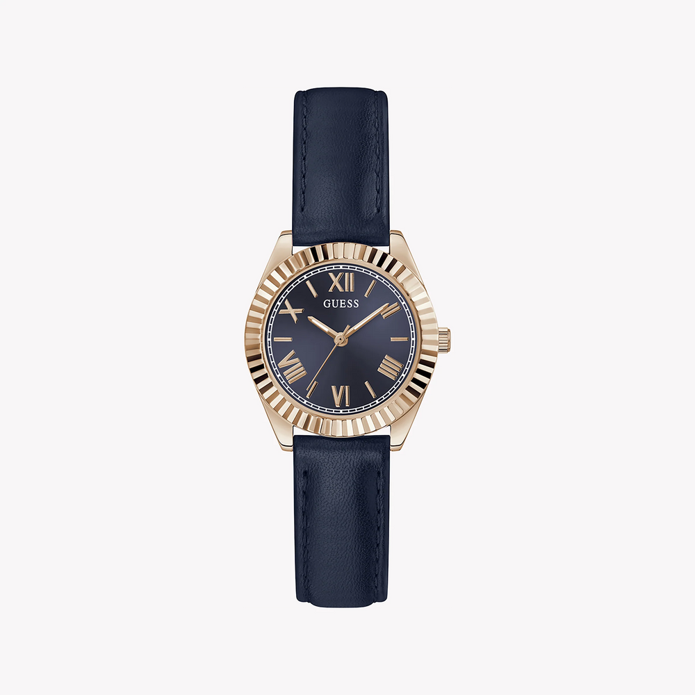 Guess Women's Rose Gold Watch, Blue Leather Band | Gw0761l2 by i-watch