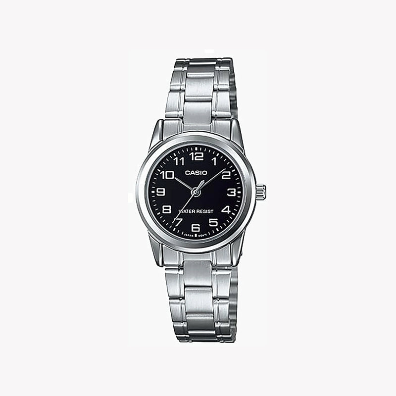 Casio Women's Silver Watch, Black Dial | Ltp-V001d-1b by i-watch