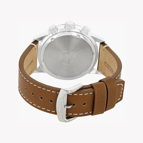 Citizen Ca0618-18x - Dynamic Elegance: Men's Eco-Drive Chronograph Watch In Silver & Brown Leather by i-watch