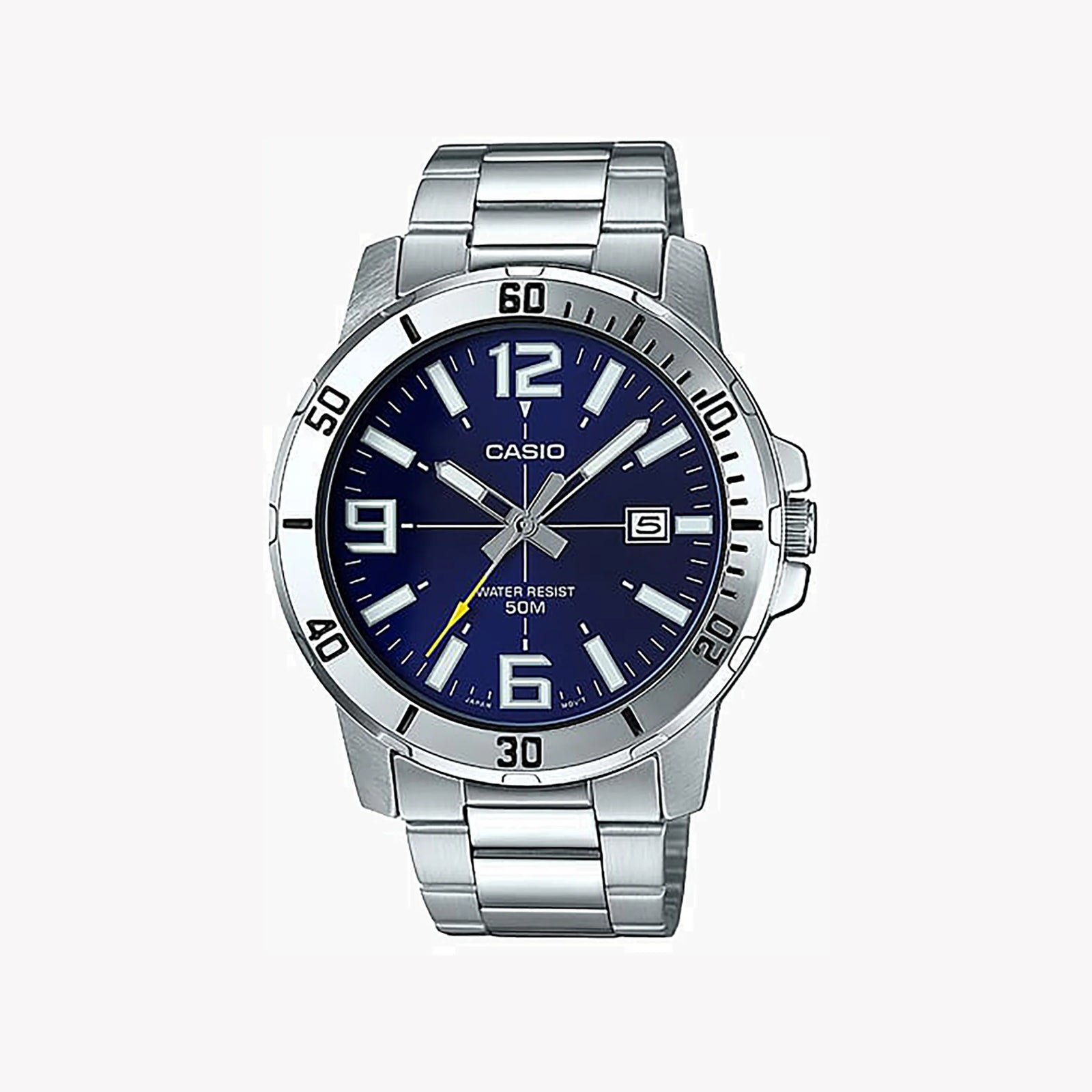Casio Men's Silver Watch, Blue Dial | Mtp-Vd01d-2bv by i-watch