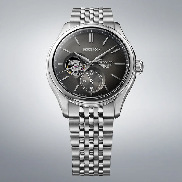 Seiko Men's Silver Stainless Steel, Black Dial | Spb471j1