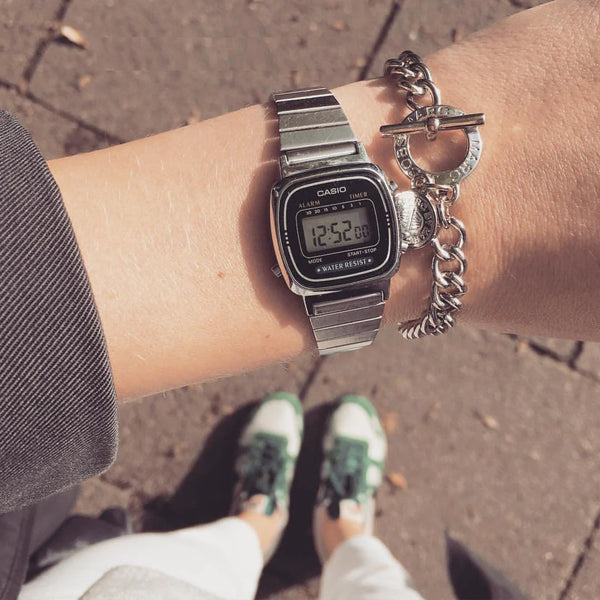 Casio Unisex Silver Resin Watch, Stainless Steel Band | La670wa-1df by i-watch