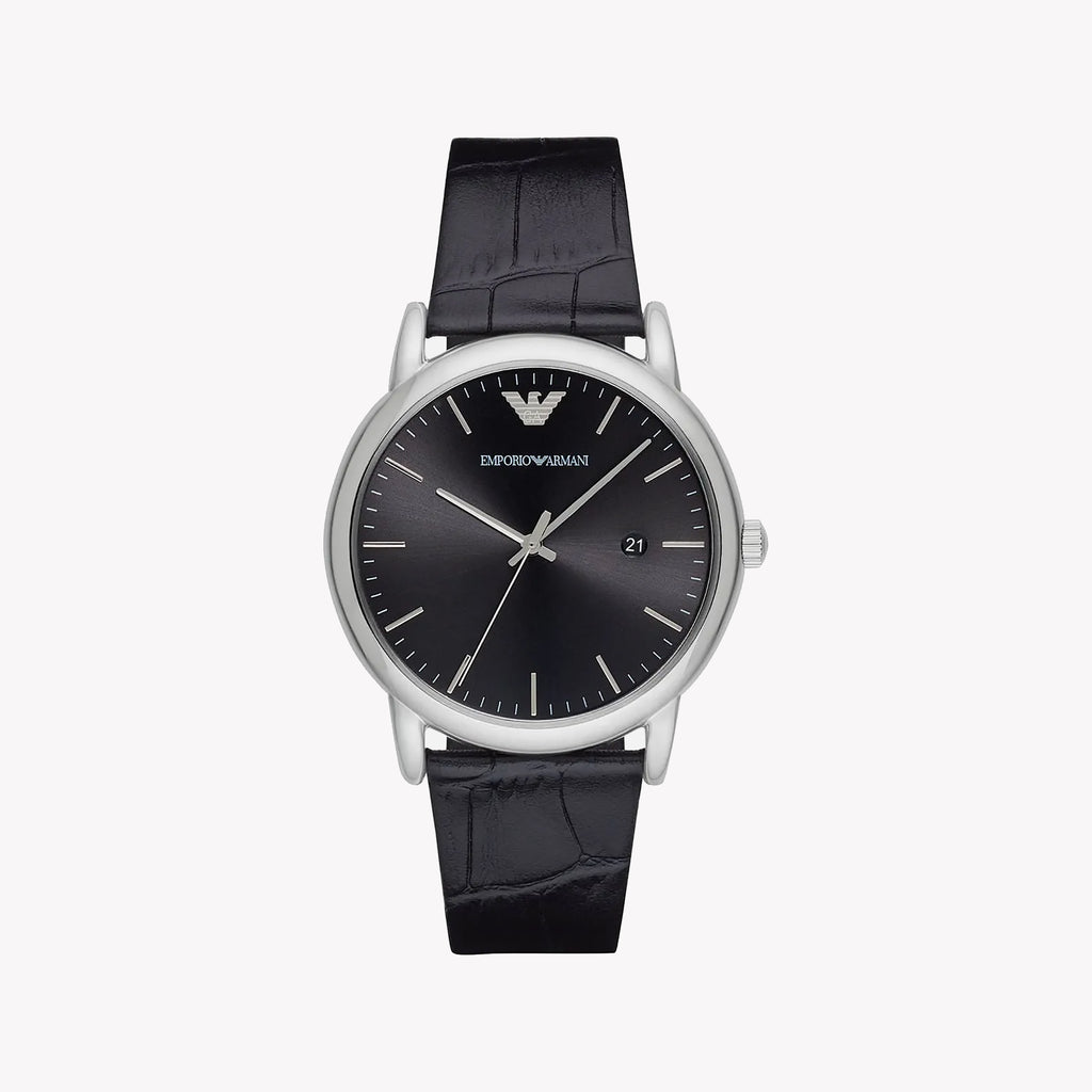 EMPORIO ARMANI AR2500 - ELEGANT TIMEPIECE FOR MODERN MEN WITH BLACK LEATHER BAND