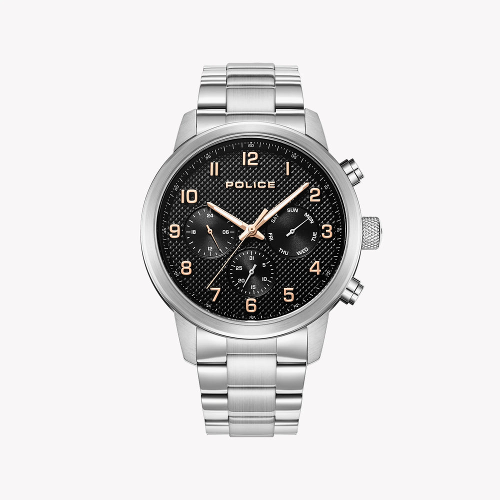Police Men's Silver Stainless Steel, Black Dial | Pewjf2228203 by i-watch