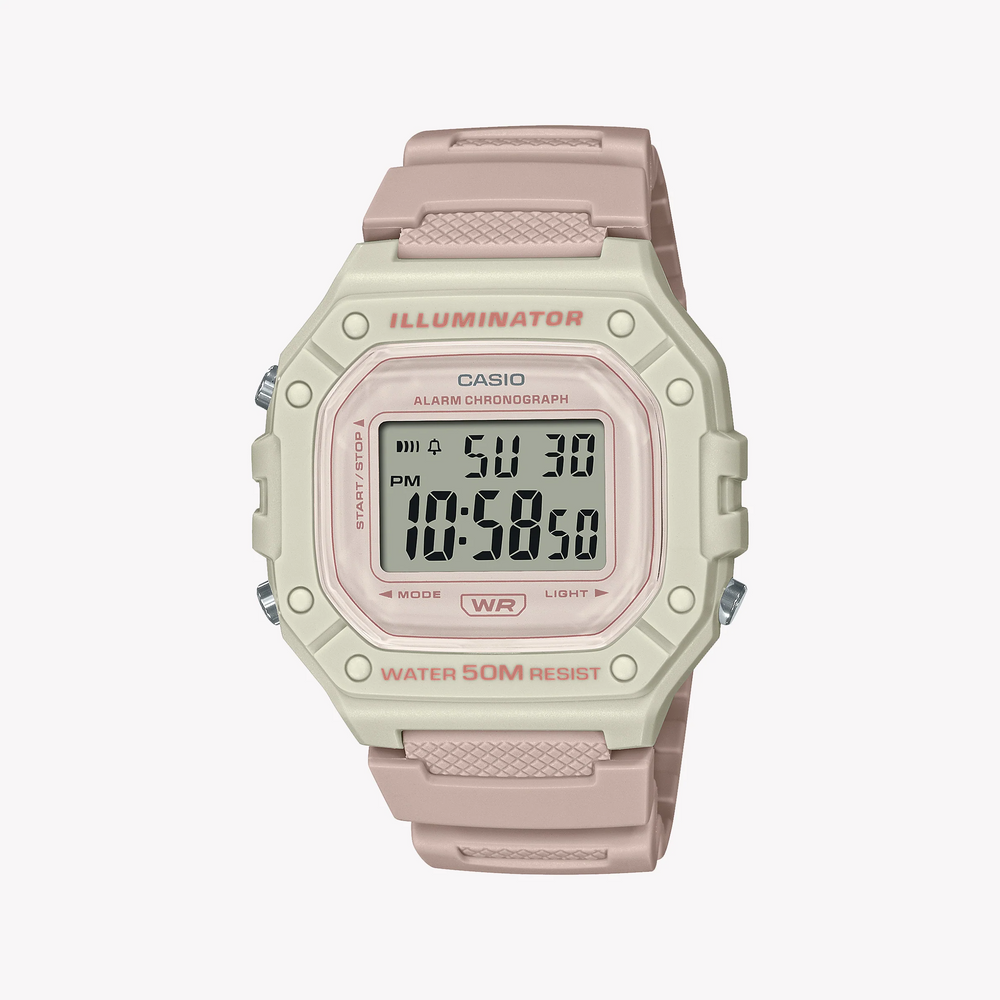 Casio Unisex Beige Resin Watch, Digital Display | W-218hc-4a2vdf by i-watch