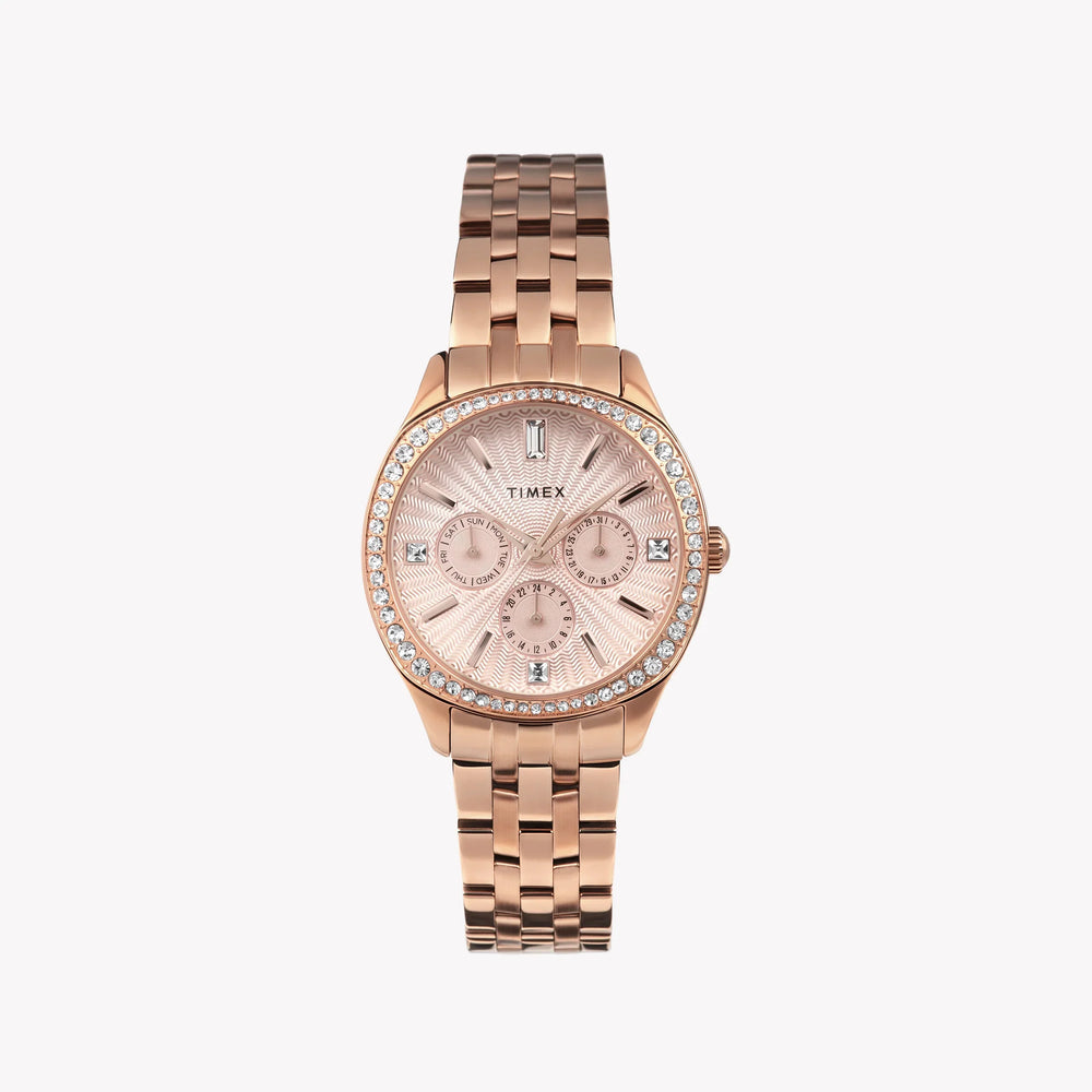 Timex Women's Rose Gold-Tone Watch, Black Dial | Tw2w17800 by i-watch