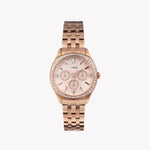 Timex Cushion Multifunction Rose Gold-tone with Crystal Accents and Black Dial TW2W17800 Women's Watch