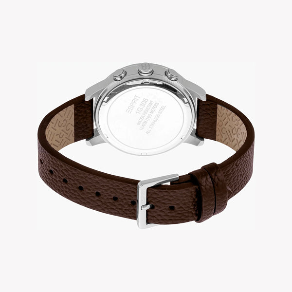 ESPRIT ELEGANCE - TIMELESS MEN'S WATCH with Brown Leather Band & Black Dial - Durable Stainless Steel 42mm-i-Watch-3