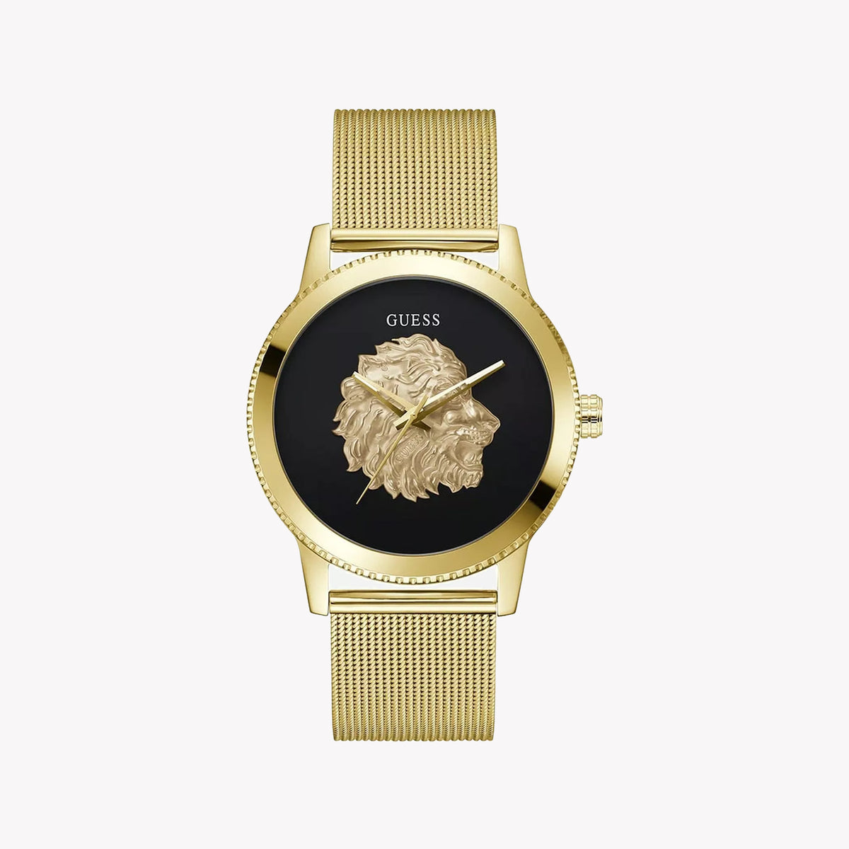 GUESS GW0702G1 GOLDEN TIMEPIECE - BOLD ELEGANCE UNISEX WATCH with striking black dial and stainless steel band