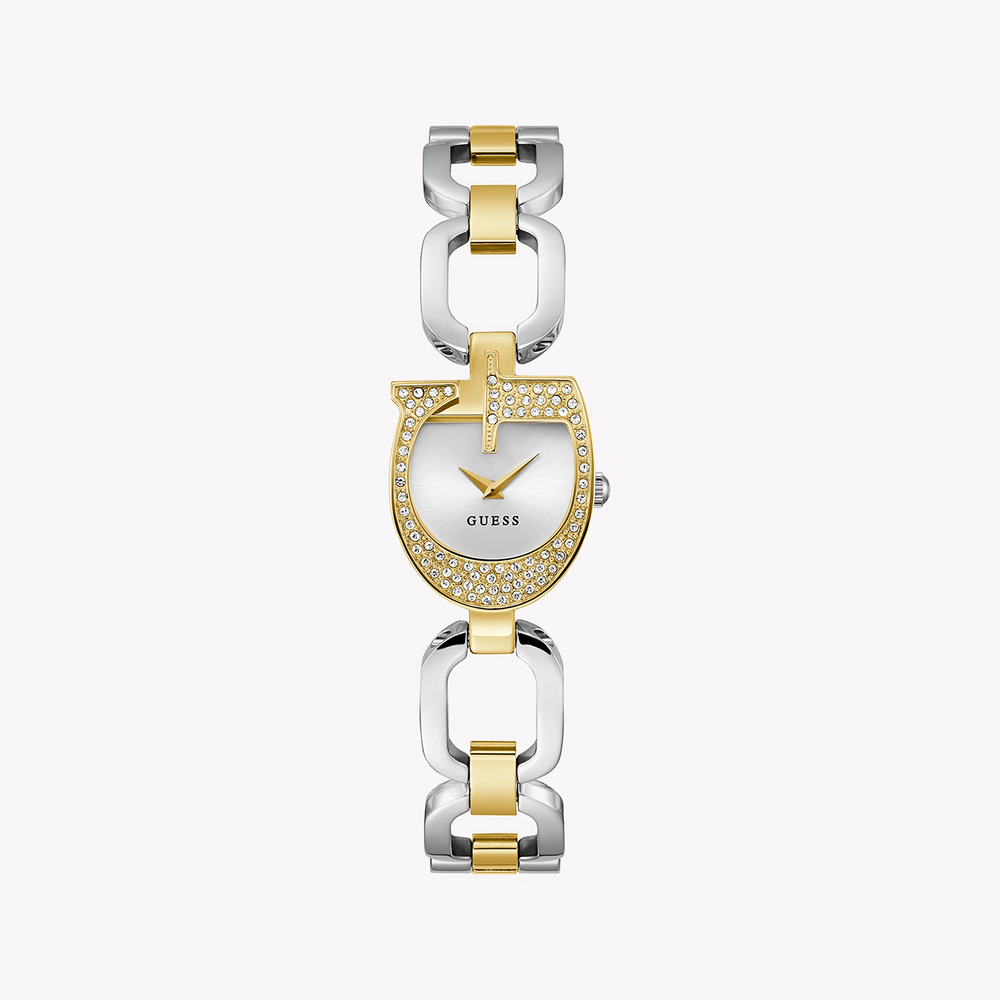 Guess Women's Silver & Gold Watch, White Dial | Gw0683l6 by i-watch