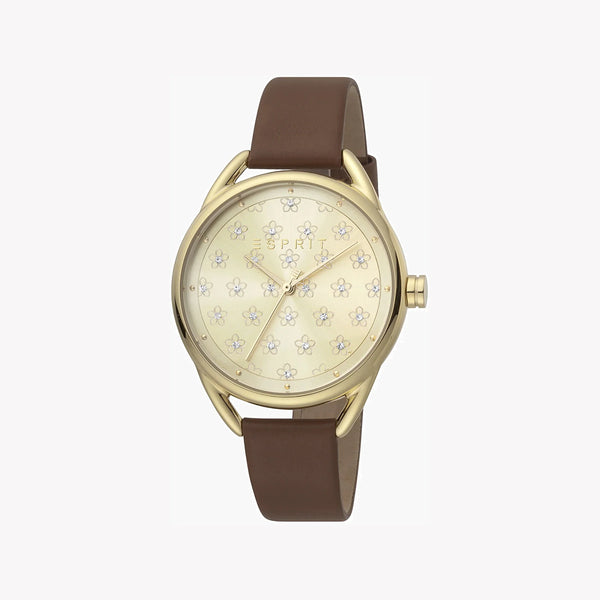 Esprit Women's Brown Leather Watch, Champagne Dial | Es1l196m0035 by i-watch
