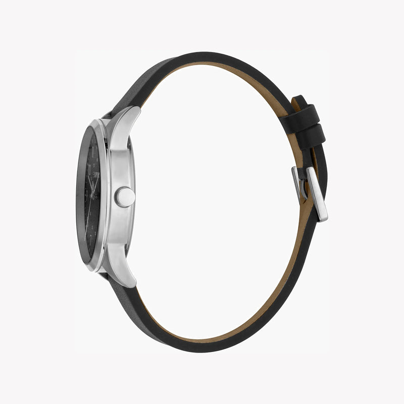 Esprit Men's Stainless Steel Black Leather Watch, Black Dial | ES1G212L0025 by i-watch