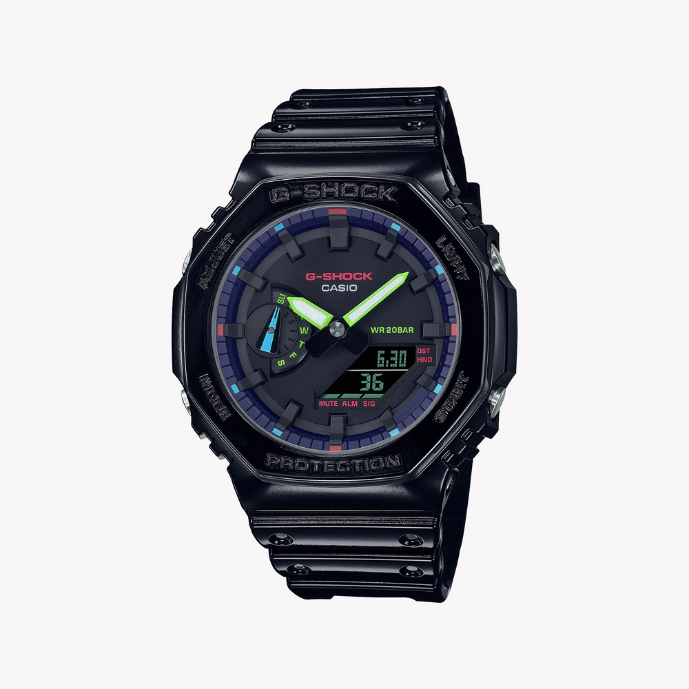 G-Shock Men's Black Resin Watch, Digital Dial | Ga-2100rgb-1adr by i-watch