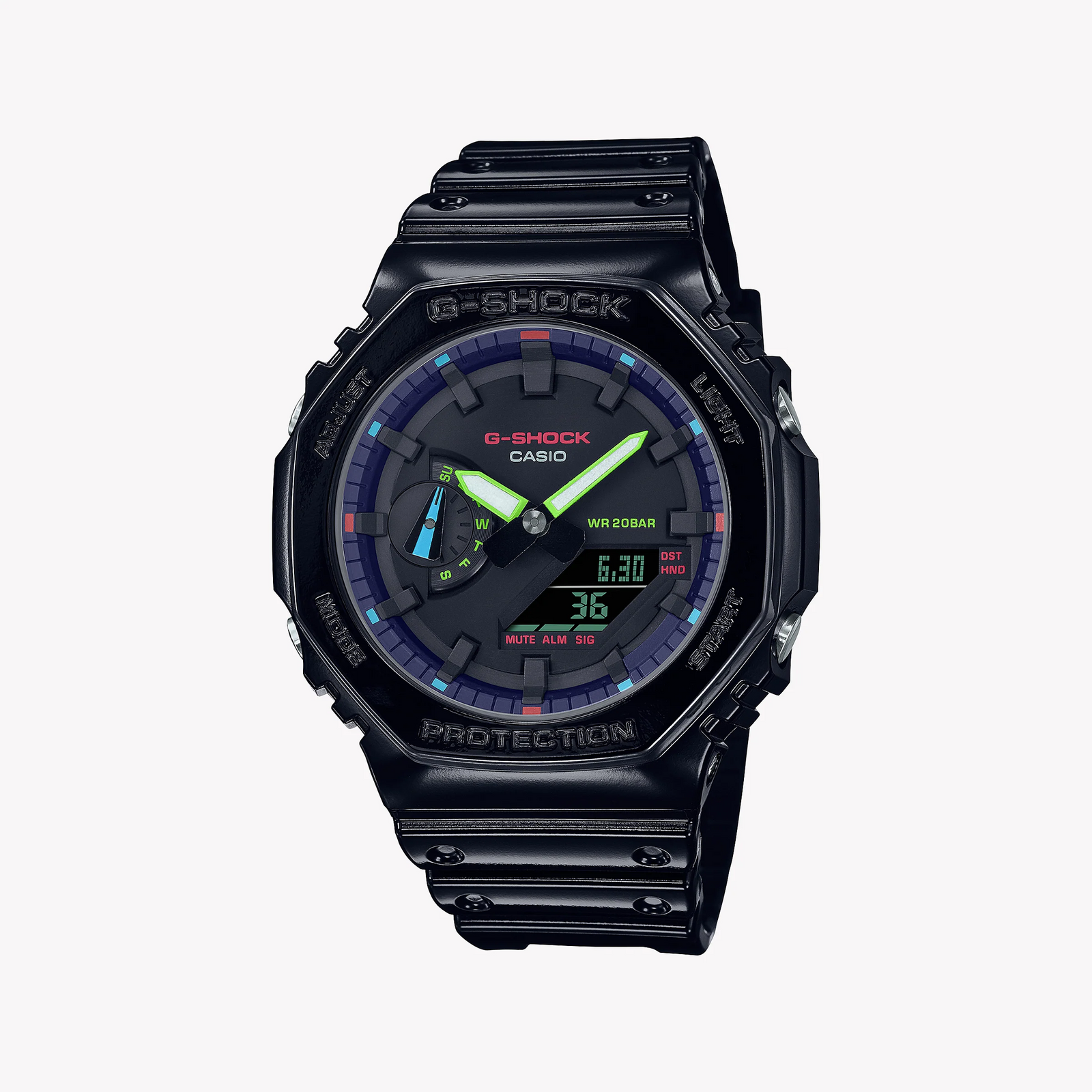 G-Shock Men's Black Resin Watch, Digital Dial | Ga-2100rgb-1adr by i-watch