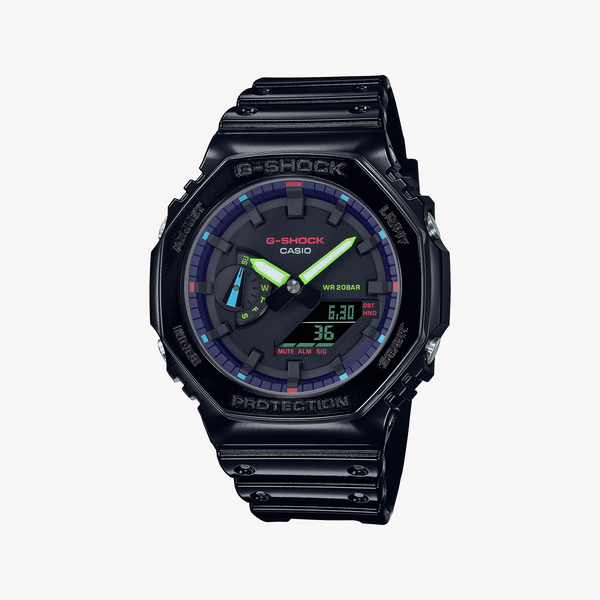 G-Shock Men's Black Resin Watch, Digital Dial | Ga-2100rgb-1adr by i-watch