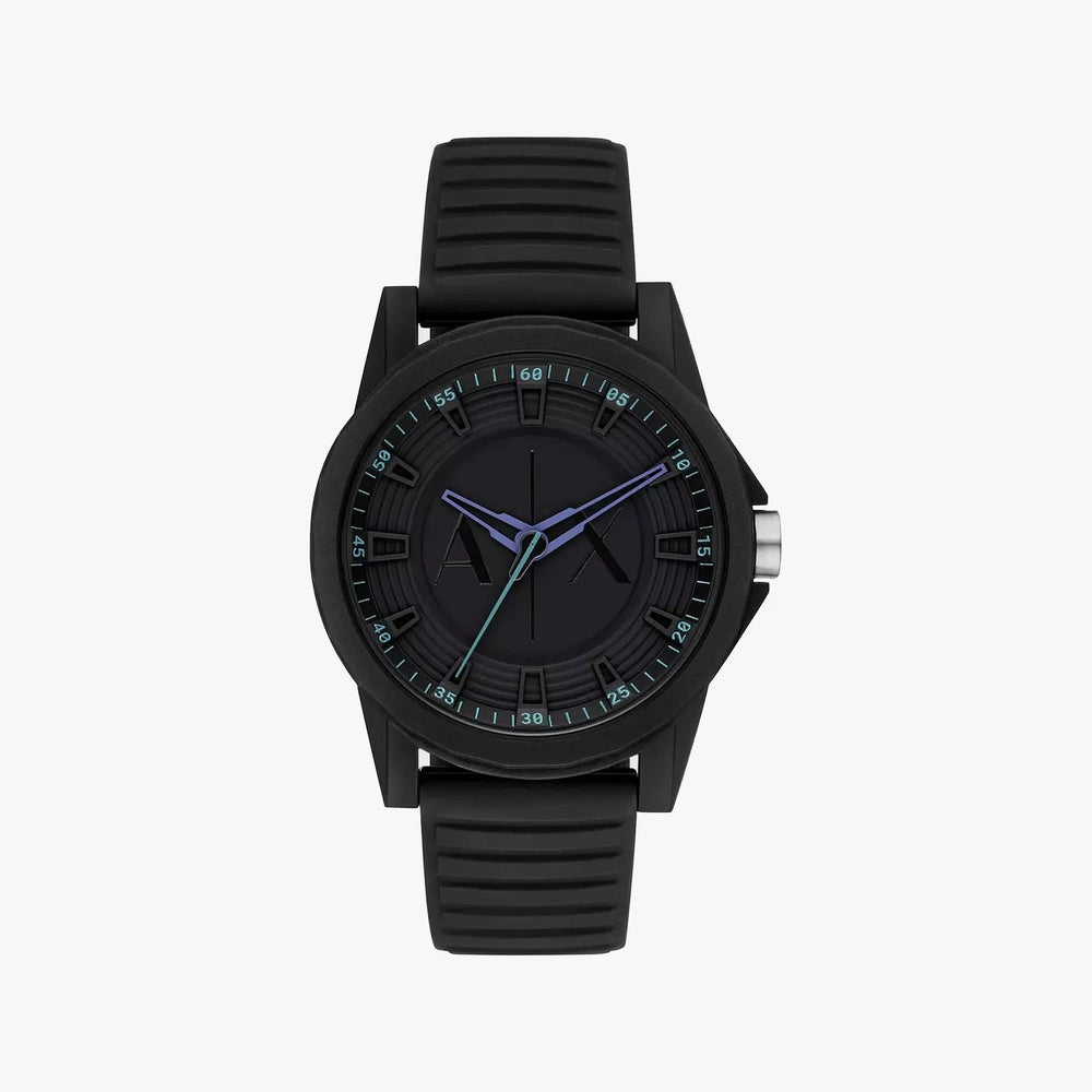 Armani Exchange Men's Black Silicone Watch, Black Dial | Ax2533 by i-watch