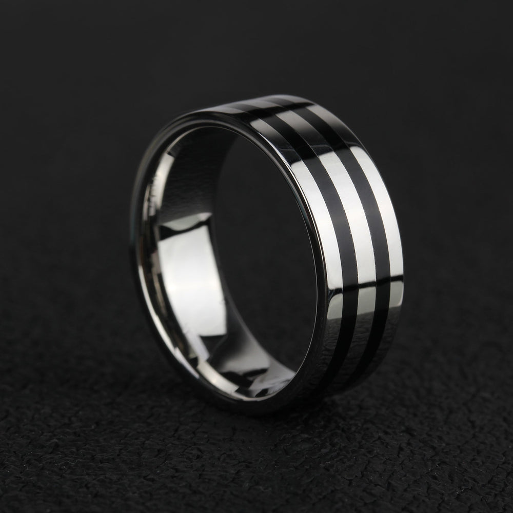 Zink Men's Silver & Black Stainless Steel Ring | Zjrg005spb by i-watch